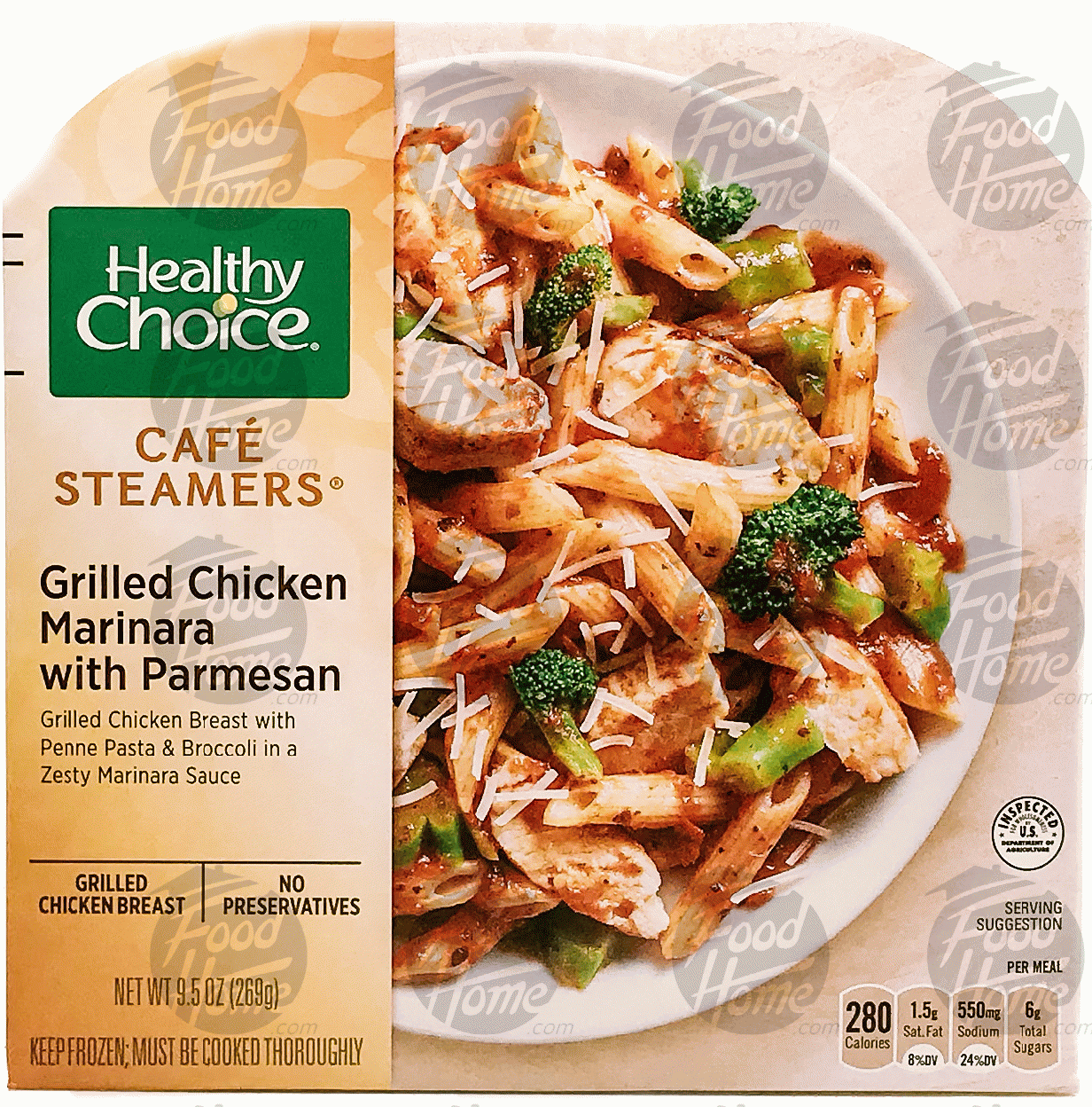 Healthy Choice Cafe Steamers Top Chef; grilled chicken marinara with parmesan & broccoli in a zesty marinara sauce Full-Size Picture